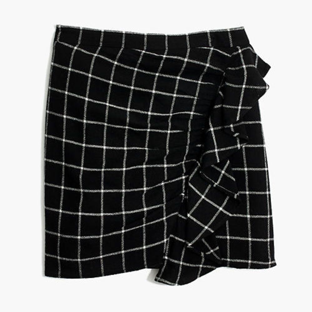 Madewell Windowpane Ruffle-Front Skirt NWT
